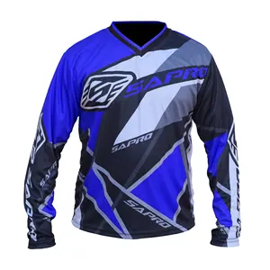 NAVY POLYGONAL High Quality Motocross Jersey Made of 100% Polyester ODM & OEM Micro Mesh Fabric with Never Fading Color Design