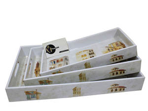 ชุดที่ให้บริการ MDF สามถาดสำหรับใช้ในบ้านสำนักงานหรือโรงแรมแบบอิตาลีทาสีเคลือบดีไซน์บ้านตามสั่งขนาดได้ - Product Image 5