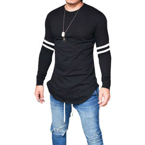 Camiseta informal de manga larga y diseño para hombre, Camiseta ajustada con dobladillo curvo, con estampado personalizado - Product Image 3