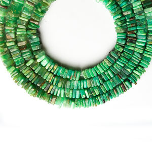 Pierres Précieuses naturelles Ombragé Vert Chrysoprase 6MM Carré Lisse Heishi 17 "Fil Plein Pierres Précieuses Perles Fournitures - Product Image 1