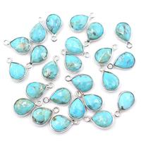 Pendentif en argent sterling 925 plaqué argent avec turquoise en forme de poire Kingman Block, fabrication artisanale de bijoux