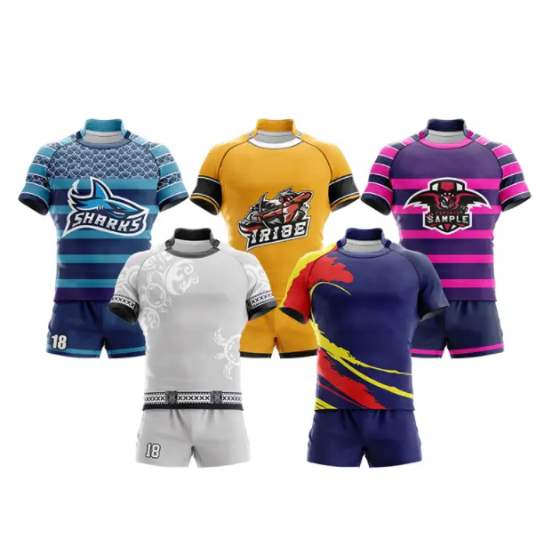 Sublimated Rugby jersey Cheap Rugby Uniform With Sublimation Printed Rugby T Shirt