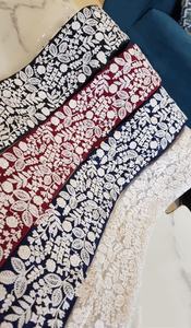 ชุดแต่งงานผ้าโปร่งบางสีแดงงานตามสั่งปักด้วยมือด้วยลวดลายแอบสแตรกต์และปักเลื่อมสำหรับโอกาสพิเศษ - Product Image 4