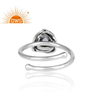 บิดแหวนออกซิไดซ์เงินผู้จัดจำหน่ายเครื่องประดับรุ้งมูนสโตน Herkimer เพชรเงินสเตอร์ลิงเครื่องประดับ - Product Image 4