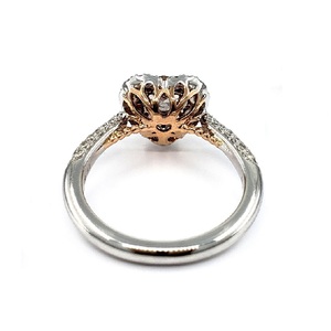 Certificat de diamant rose classique en forme de cœur, 18 carats, or blanc massif, deux tons, sertissage pavé, solitaire, mariage, fiançailles, anniversaire - Product Image 3