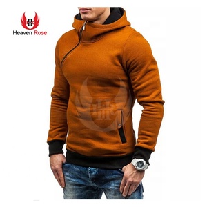 Heaven Rose Manufacturing Hombres 100% Algodón Fleece Cremallera Sudadera con capucha Diseño de cremallera cruzada sólida Anti-Encogimiento para la temporada de invierno Tallas XS - Product Image 1