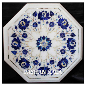 Plateau de table exclusif en marbre et lapis-lazuli pour la décoration de restaurants et de maisons - Product Image 1