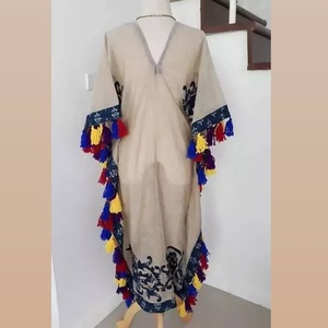 2020 dernière élégante brodée flore plage caftan robe filles Bikini couverture douce fête porter naturel uni teint en gros chaud - Product Image 1