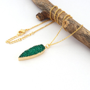 Collier personnalisé de pierres précieuses en cristal naturel sucre vert druzy pendentif collier plaqué or 18k câble chaîne larme colliers - Product Image 5