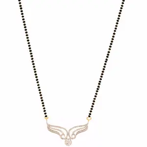 Collier pendentif indien Bollywood traditionnel plaqué or diamant américain CZ Mangal Sutra pour femmes mariage ou cadeau bijoux - Product Image 1