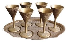 Gobelet à vin artistique en laiton, fait main, gravé, style vintage, coupe en métal, verre à boire de style antique, vaisselle décorative pour bar, mariage - Product Image 2