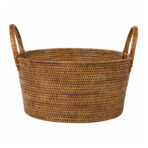 Handmade Round Woven Rattan <b>Basket</b> From Vietnam <b>Storage</b> <b>Basket</b> Made of Natural Rattan for Export - Product Image 1