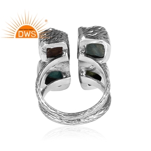 Oxidized 925 Sterling Silver Multi Gemstone <b>Statement</b> Band <b>Ring</b> Jewelry <b>For</b> <b>Women</b> Gift <b>For</b> Her Custom Jewelry - Product Image 4