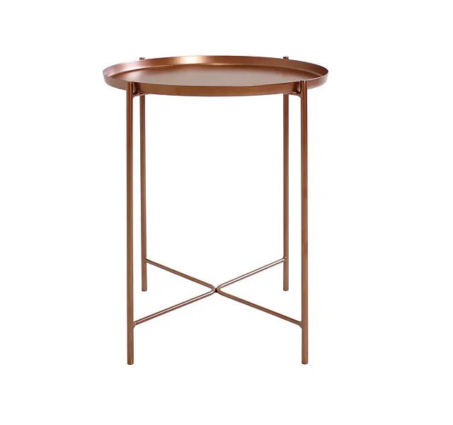 Tavolino di forma rotonda in metallo di colore rame con letto di alta qualità e divano tavolino a prezzi accettabili