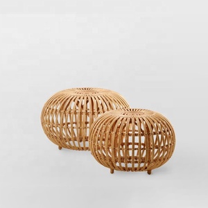 Tabouret en rotin vintage fait à la main, 1 pièce, artisanal, élégant et artistique, pour salon - Product Image 5