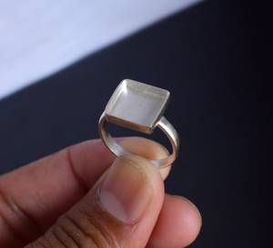 Impression ravissante 10 MM forme carrée plaine pince bande 925 en argent Sterling lunette tasse anneau blanc gemmes réglage bijoux fins - Product Image 2