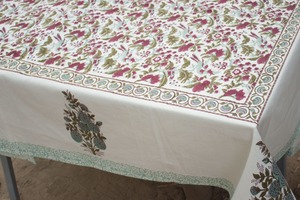 Bloc de Table en coton indien, 6 ou 8 places, motif Floral, fait à la main, base blanche, nappe, nouveauté - Product Image 2