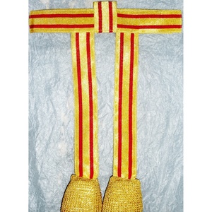 Faja de cintura ceremonial trenzada de moda, dorada y roja, con borlas, ecológica, de tamaño ajustable, estándar profesional para oficiales generales - Product Image 1