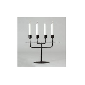 Bougeoir moderne à 3 lumières fait à la main en acier nickelé brillant forme haute unique pour les mariages candélabres décoratifs en boîte - Product Image 3