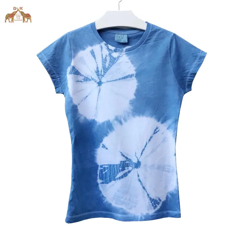 Tie Dye e Shibori T-shirt Para a Mulher Ocidental Desgaste Dos Esportes de Vestuário de Algodão 100%