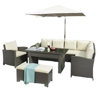 Ensemble de canapés d'extérieur modernes en polyrotin avec coussins en PU pour appartement, parc, centre commercial, hôtel et hôpital