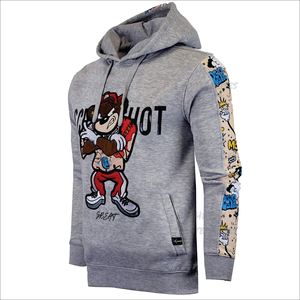 Sudadera con capucha de gran tamaño 2025 para Hombres estilo Hip Hop con parches de logotipo de bordado crudo de dos tonos 100% Cordón de Terry para invierno - Product Image 2