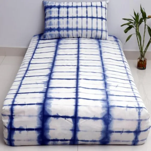 Twin size indian handmade shibori bed spread with a pillow cover 100% cotton tie dye bedding cover set