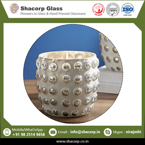 Bougeoir en verre à pois pour bougies Décoration de salon Bougeoir en verre Décoration de la maison Centres de table de mariage - Product Image 5