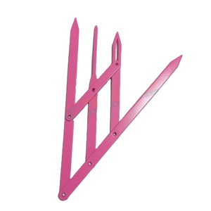 TEEJAY EBR-346 Stainless Steel Eyebrow Ruler with Golden Ratio Microblading Calipers Pink Powder Coated Customizable Logo Color - Product Image 1