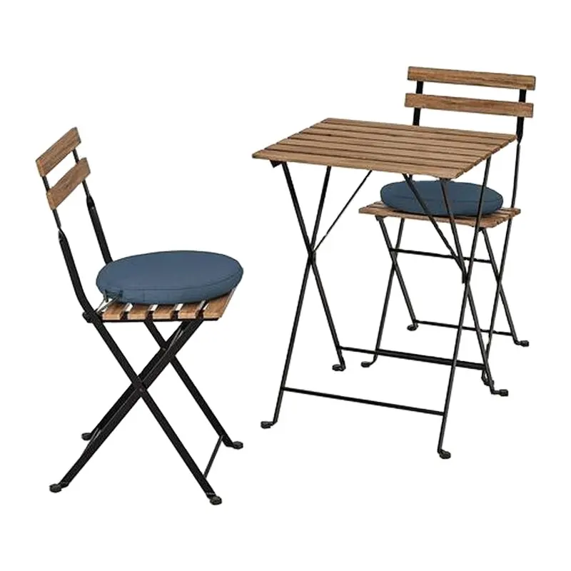 Mesa y sillas plegables para jardín, juego de café de madera para exteriores, para cafetería