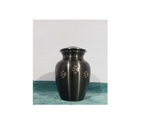 BRASS ANTHRECITE GREY PET PAW FUNERAL SUPPLIES American Style Pet Urn Brassworld India - Product Image 1