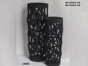 Vente chaude Noir Métal Contemporain Décoratif Bud Vase en Mat Noir Moderne Décoratif Métal Aluminium Vase Ensemble de 2 pièces - Product Image 5