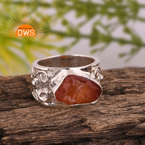 Newly Arrival Fine Sterling Silver Stackable <b>Ring</b> Raw Carnelian Healing <b>Crystal</b> Gemstone <b>Ring</b> Jewelry Manufacturer - Product Image 2