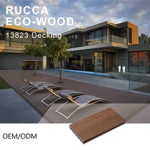 ทนทานวอลนัท WPC ไม้พลาสติกคอมโพสิตกลางแจ้ง Dock Decking พื้น138*23มิลลิเมตร