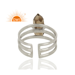 Bague en argent Sterling avec gros angle, ajustable, en pierre précieuse naturelle de Quartz fumé, vente en gros, collection - Product Image 3