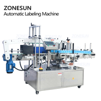 ZONESUN Automatique Adhésif Autocollant Surface Plane Applicateur D'étiquettes de Bouteille de Détergent à Lessive Étiqueteuse Double Côtés Étiqueteuse