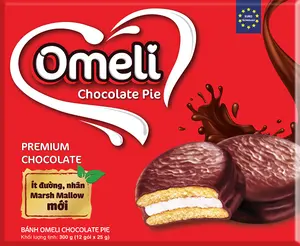 केक Omeli पाई 500 डिब्बों गेहूं का आटा 0.25Kg Haiphong वियतनाम चॉकलेट ब्राउन ताजा दौर चॉकलेट स्वाद Chocopie