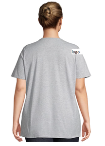 Camiseta de talla grande con cuello en V de manga corta para mujer, camiseta 60% de algodón 28% de poliéster 12% de rayón, ropa de baño importada a máquina de China - Product Image 5