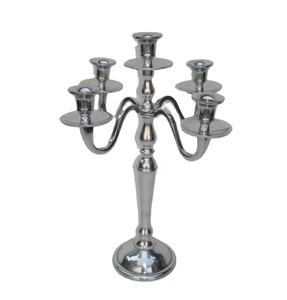 Vantage-Candelabro plateado de 5 luces de aluminio niquelado, centro de mesa pulido brillante elegante para el hogar, boda, fiesta y portavelas - Product Image 2