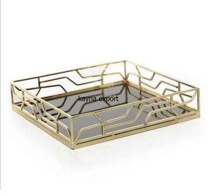 Bandeja de espejo decorativa de forma cuadrada de lujo para decoración de hotel y restaurante en casa, regalo para boda y fiesta, bandeja de espejo - Product Image 1