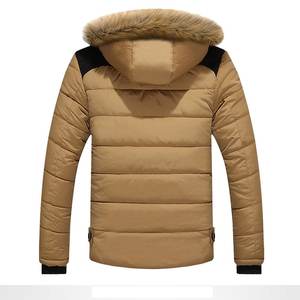 Chaqueta gruesa de invierno para hombre, abrigo liso con capucha, chaqueta de mezcla de algodón - Product Image 3