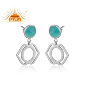 Calcédonie Aqua en argent fin, boucles d'oreilles, styliste, Anja Chakra, vente en gros - Product Image 2