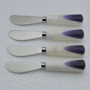 Haute qualité meilleure vente manche en pierre de marbre multifonctionnel et acier inoxydable avec couteaux à beurre plaqués argent ensemble de 4 pièces - Product Image 6