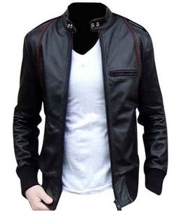 Veste en cuir formelle élégante pour hommes, nouveau col montant avec tissu en toile enduite pour l'hiver - Product Image 1