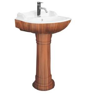 ขายส่งสต็อกคุณภาพสุขภัณฑ์เซรามิกสุขภัณฑ์ 211 อ่างล้างหน้าพร้อมแท่น 575x450 มม. สําหรับซุปเปอร์มาร์เก็ต - Product Image 1