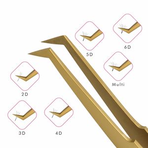 Pincettes professionnelles lisses Type L pour faux cils, couleur or, pour étiquette privée, Extension de cils, Volume - Product Image 4
