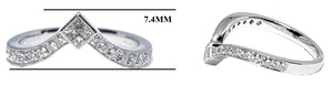 Inspiré à la mode 18K or blanc massif véritable diamant femmes bague diamant v-forme bijoux fins fiançailles bague de mariage pour les femmes - Product Image 2