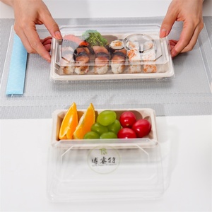 New Stype vassoio per alimenti di tutte le dimensioni set di utensili per la consegna rapida natura <span class=keywords><strong>ekos</strong></span> vassoio per sushi impilabile con coperchi per animali domestici/PLA - Product Image 4