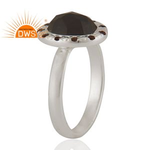 Anillo de plata fina hecho a mano para niñas, joyería de piedras preciosas de cuarzo ahumado - Product Image 2