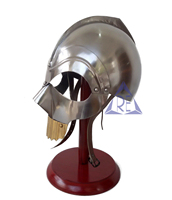Casco de Gladiador Medieval Maximus para Reenactment, Plateado, Resistente al Óxido, Acabado Antiguo Pulido, Técnica de Corte a Troquel, Armadura de Guerrero Metálica